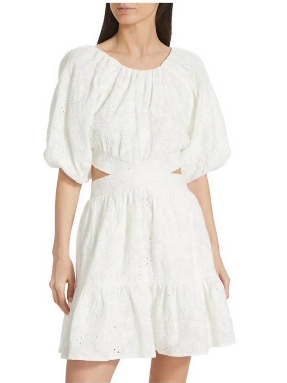 En Saison White Puff-Sleeve Dress